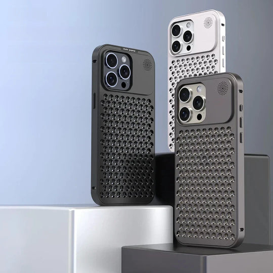 Metallic Hybrid Case with Airflow for iPhone 15 & 14 (Compatible with Pro & Pro Max).