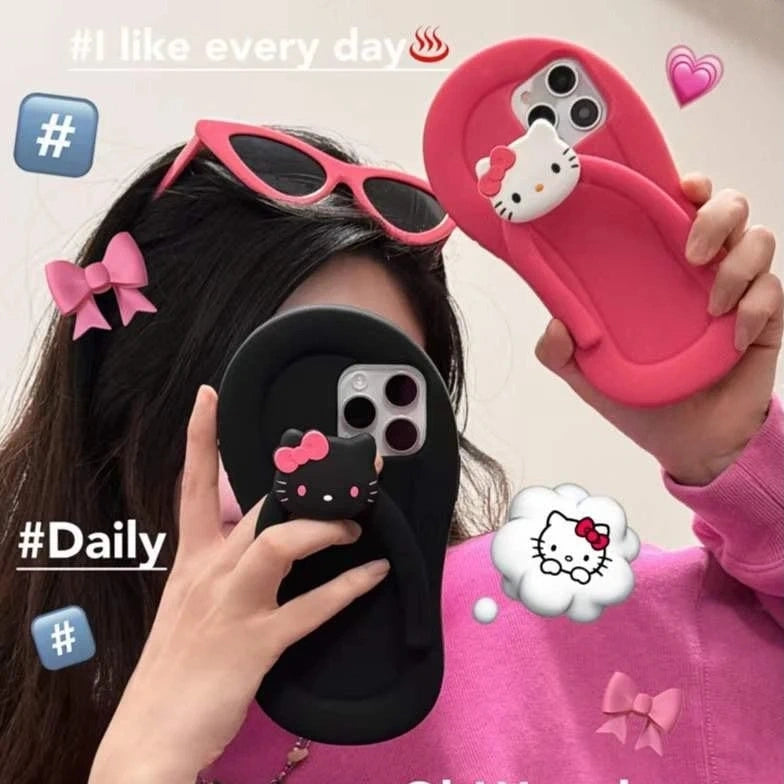 Cute Hello Kitty Phone Case- Easy Holder selfie Case.