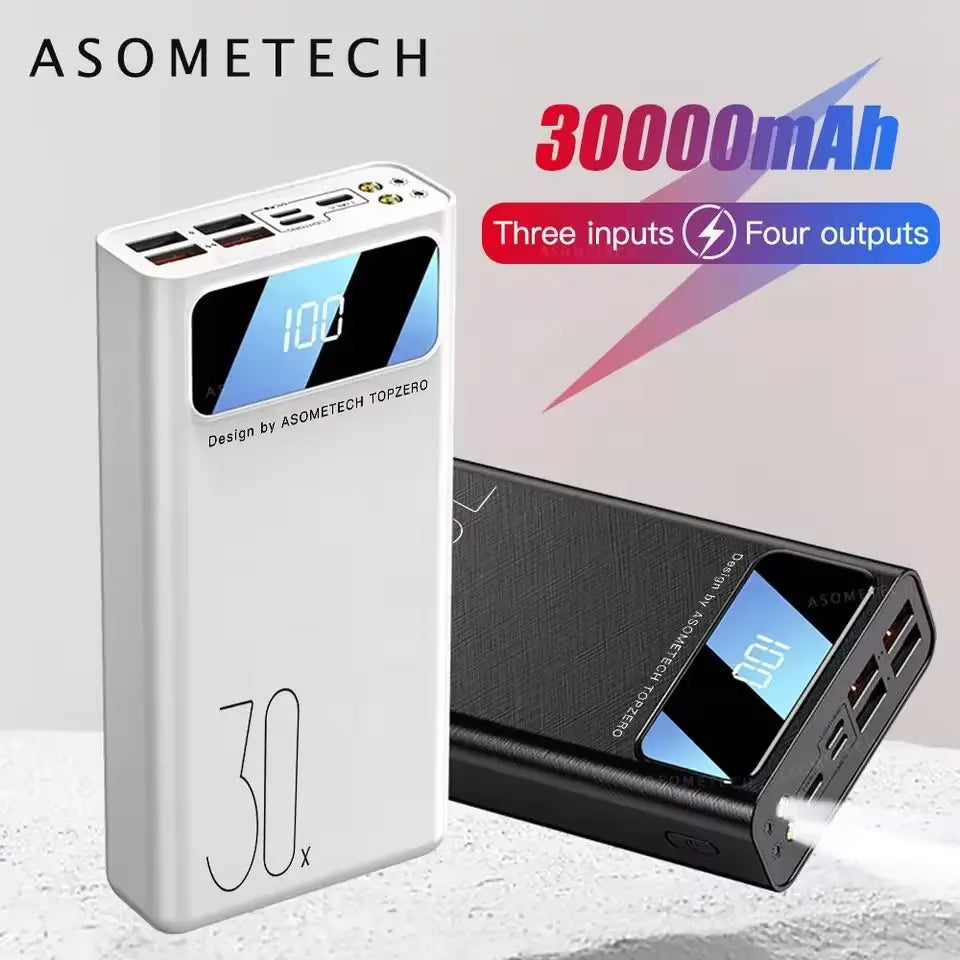 30000mAh Power Bank - 4 USB Outputs, LED, Type-C.