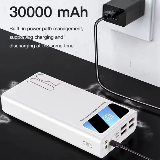 30000mAh Power Bank - 4 USB Outputs, LED, Type-C.