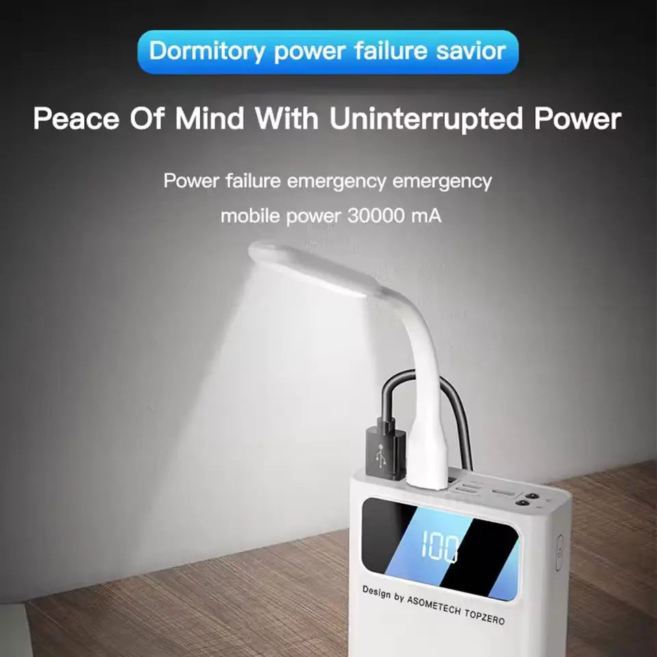 30000mAh Power Bank - 4 USB Outputs, LED, Type-C.