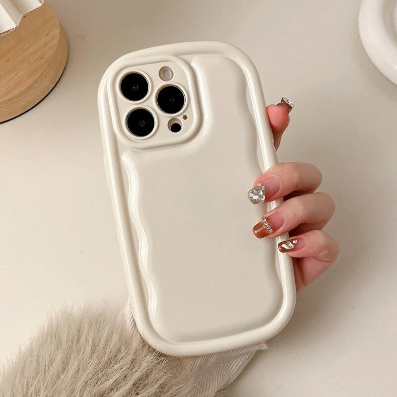 Glossy Varnish Wavy Pattern Case for iPhone - Sleek & Stylish Protection.