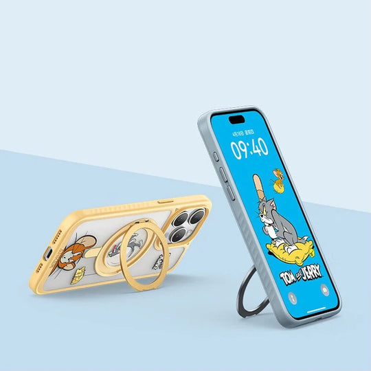 Playful Cartoon Ring Stand Case for iPhone.