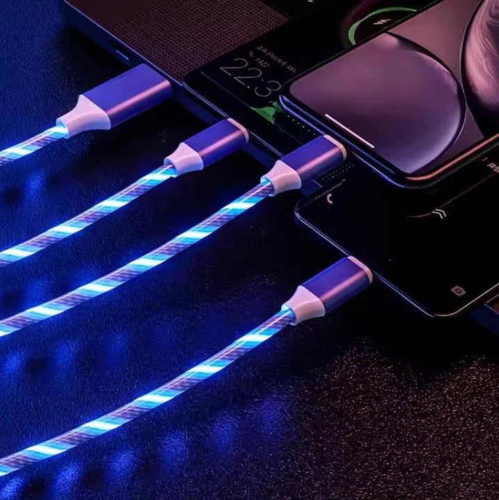 LED Flowing Light 3-in-1 Fast Charging Cable.