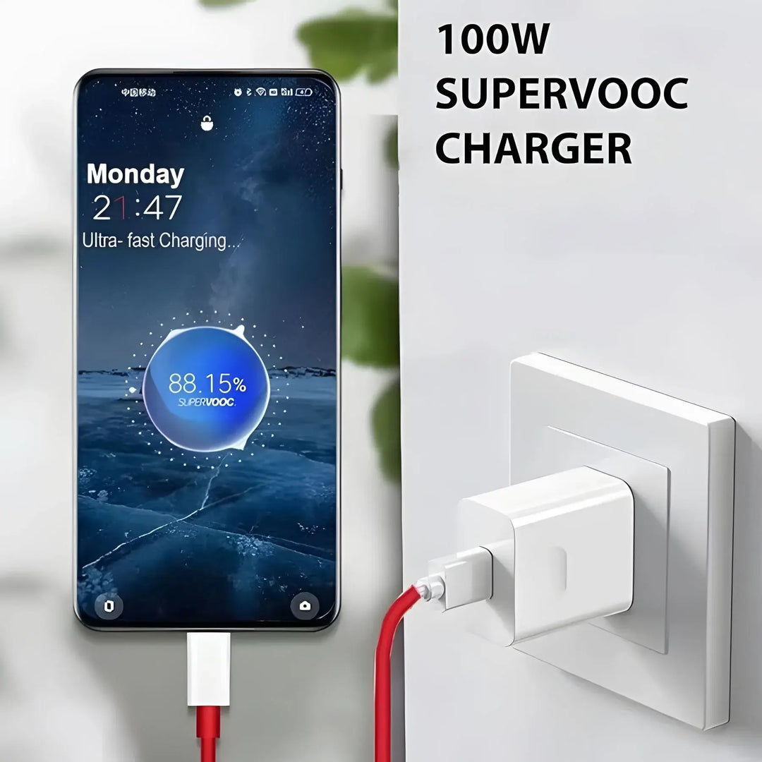 oneplus fast charger adapter with type c charging cable