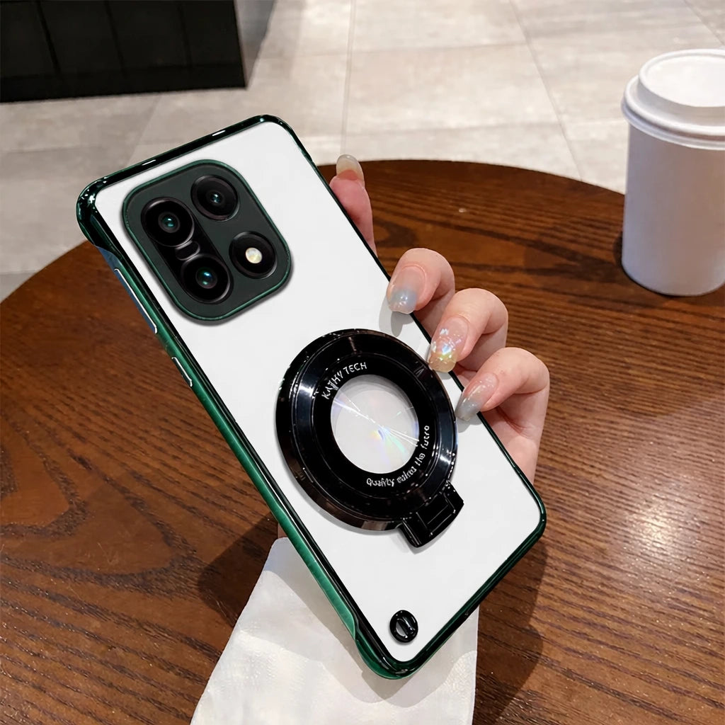 Crystal Clear Magnetic Stand Case with Ring Grip
