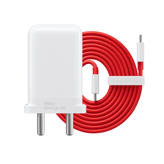 Original Oneplus 65W Warp Charge Mobile Charger With Type C to Type-C Cable Red