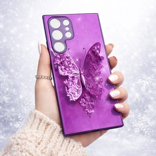 Purple blossom butterfly phone case aesthetic