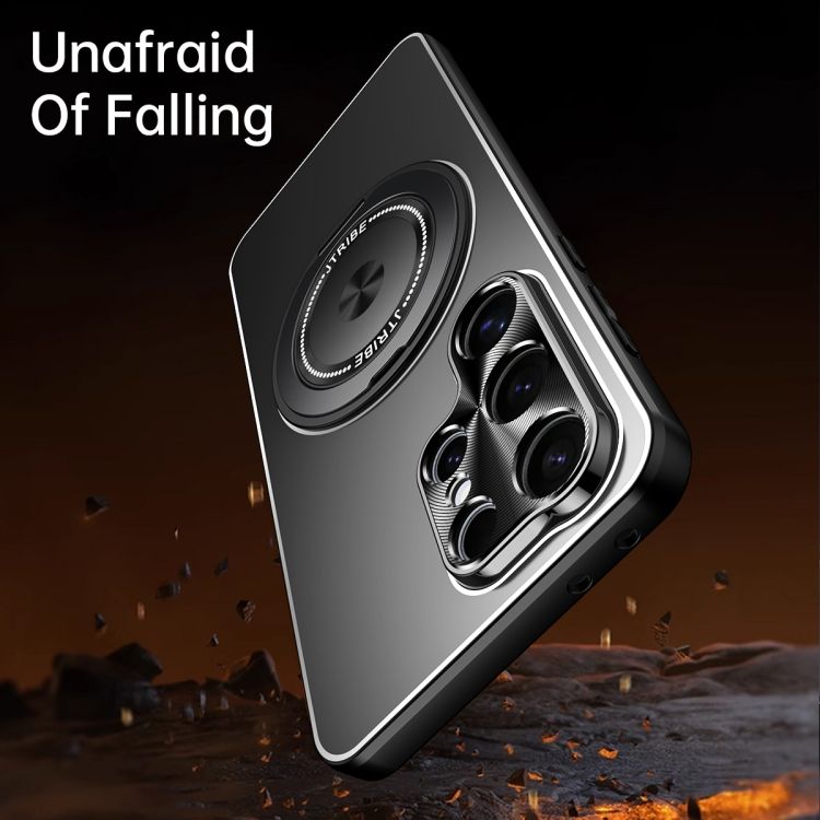 Protective metallic case with rotation ring