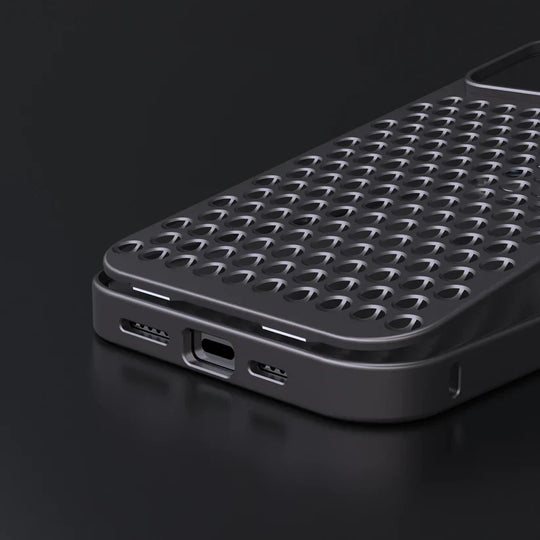 Metallic Hybrid Case with Airflow for iPhone 15 & 14 (Compatible with Pro & Pro Max).