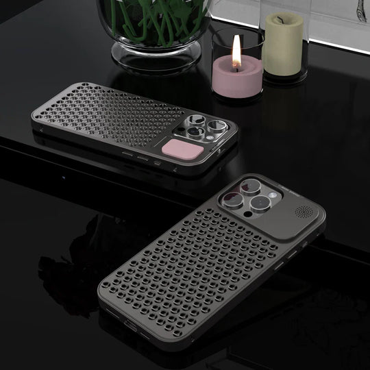 Metallic Hybrid Case with Airflow for iPhone 15 & 14 (Compatible with Pro & Pro Max).