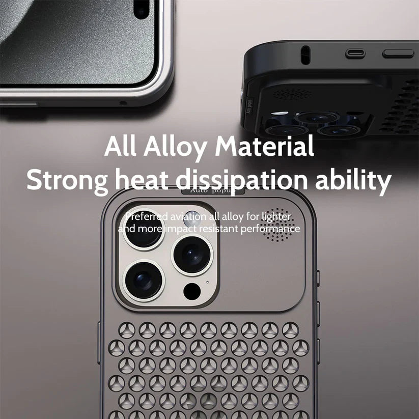 Metallic Hybrid Case with Airflow for iPhone 15 & 14 (Compatible with Pro & Pro Max).