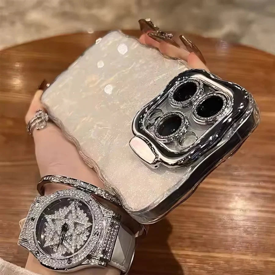 Trendy glossy iPhone case with secure grip ring