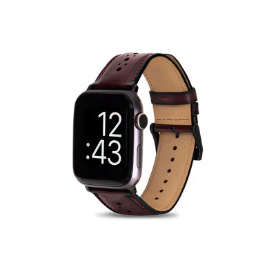 Classic Bordeaux Apple Watch Strap - Elegant Leather Band.