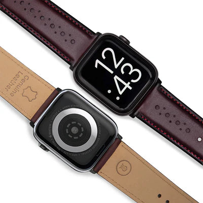 Classic Bordeaux Apple Watch Strap - Elegant Leather Band.