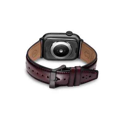 Classic Bordeaux Apple Watch Strap - Elegant Leather Band.