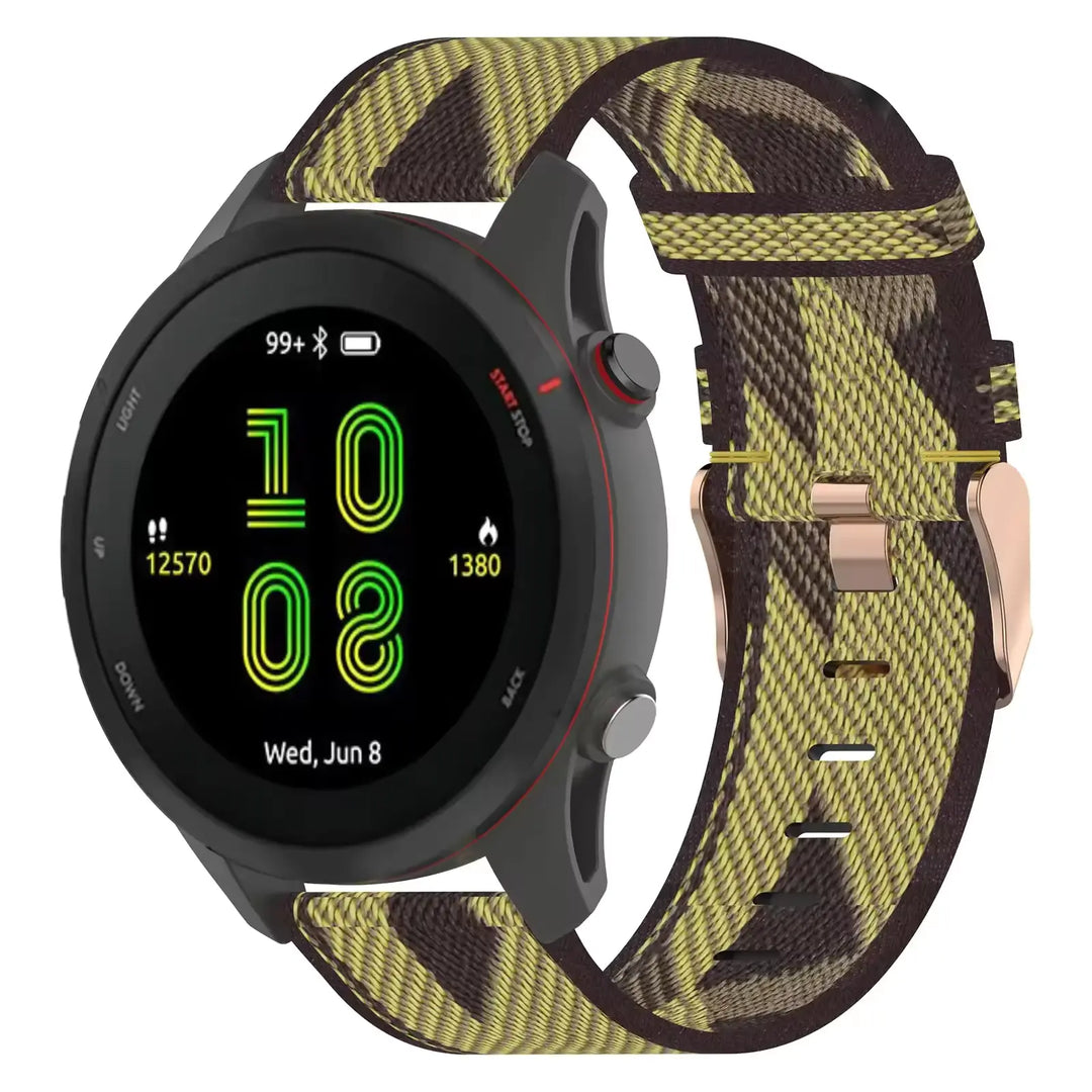 Premium Nylon Woven Watch Band for Garmin Forerunner 255 - 22mm, Adjustable & Durable.